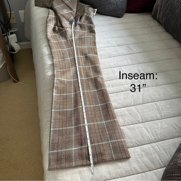 Banana Republic Vintage Wool Brown Blue Plaid Pants Size: 2L - Picture 9 of 16